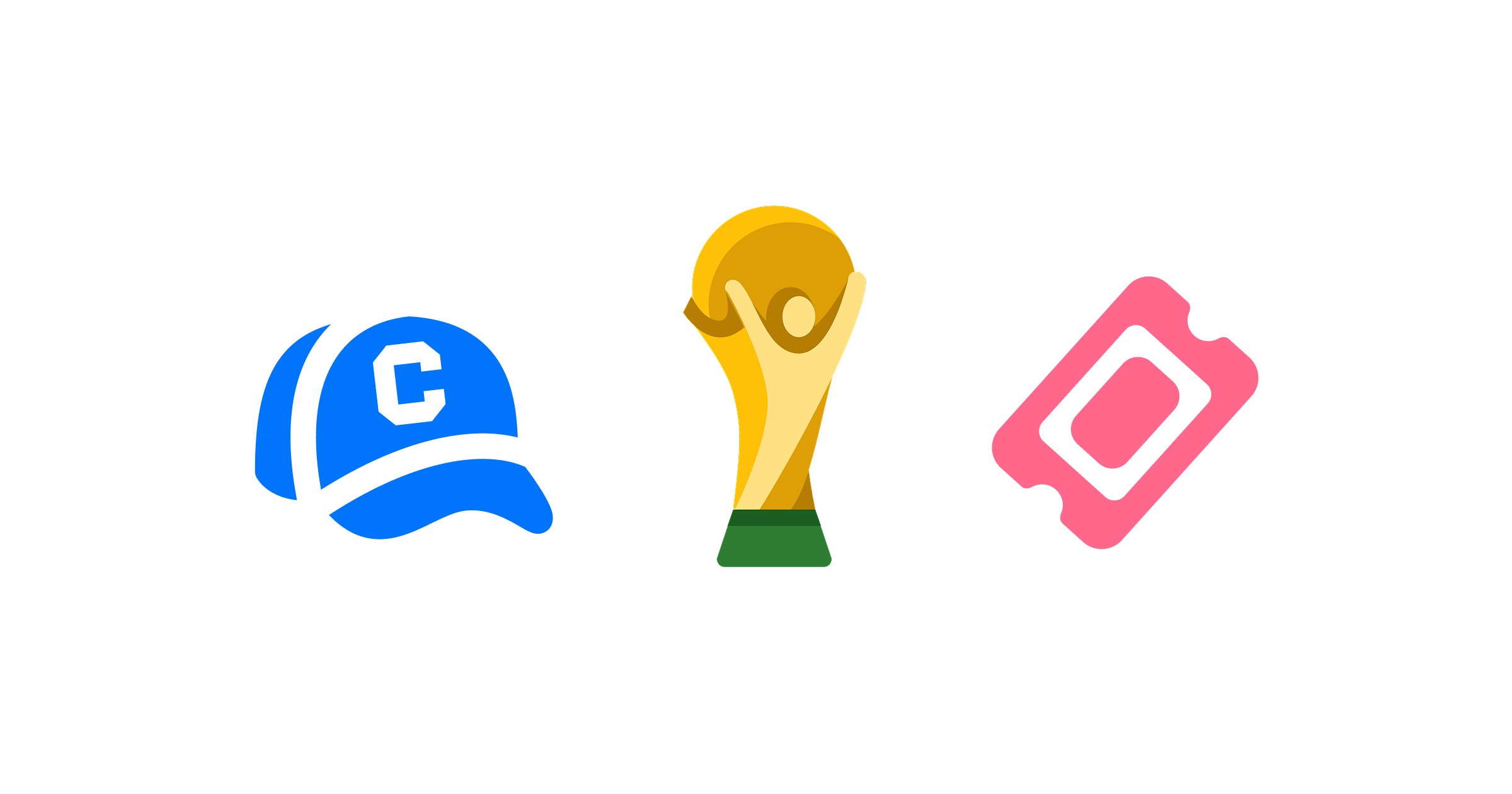 Coach's cap logo next to a World Cup trophy and a ticket